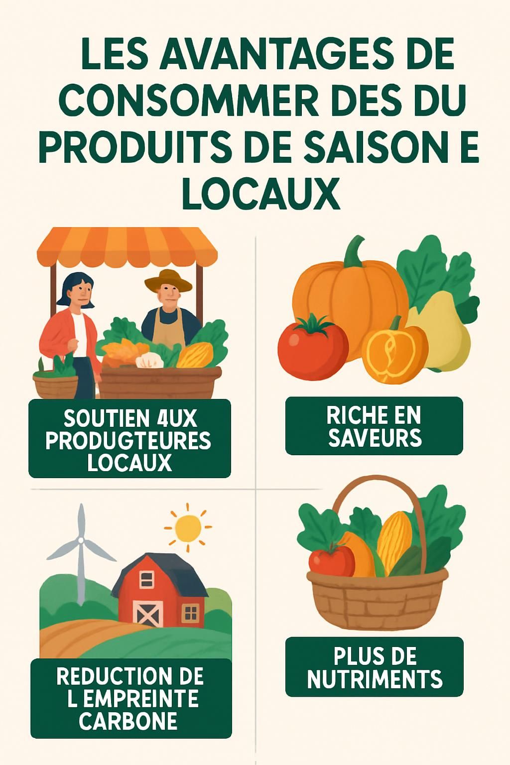 d&eacute;couvrez les b&eacute;n&eacute;fices de consommer des produits locaux de saison : fra&icirc;cheur, qualit&eacute;, soutien aux producteurs locaux et r&eacute;duction de l'empreinte &eacute;cologique.