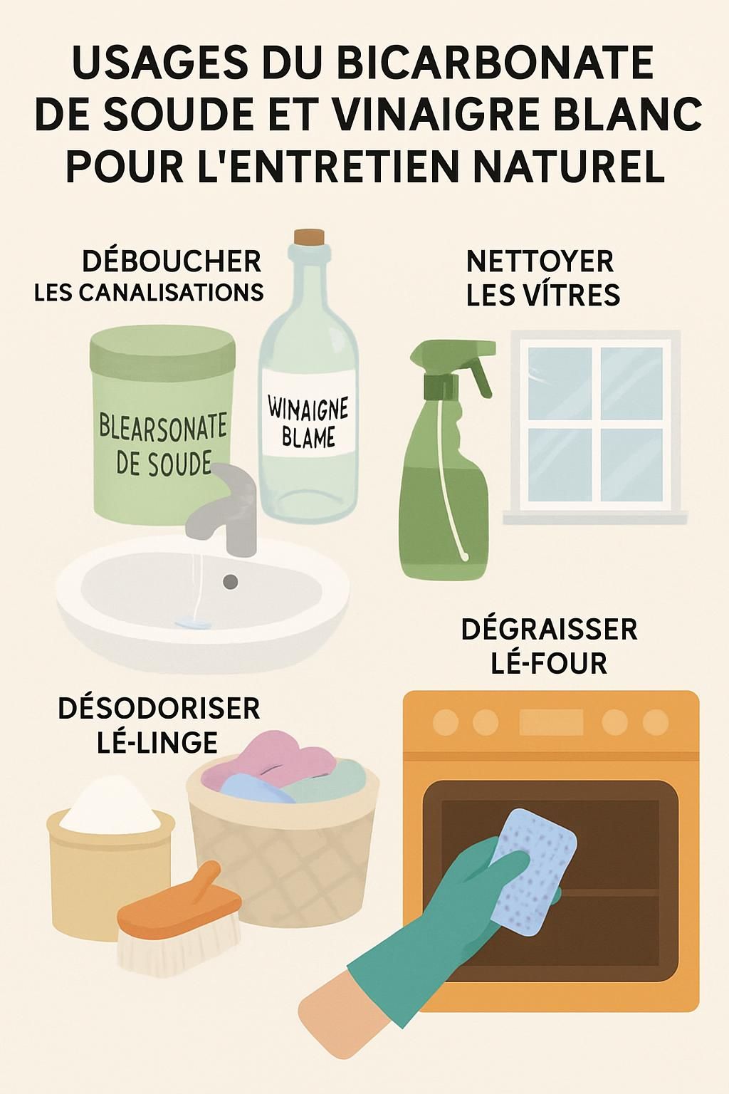 d&eacute;couvrez les utilisations essentielles du bicarbonate et du vinaigre blanc pour un entretien naturel efficace et &eacute;cologique de votre maison.